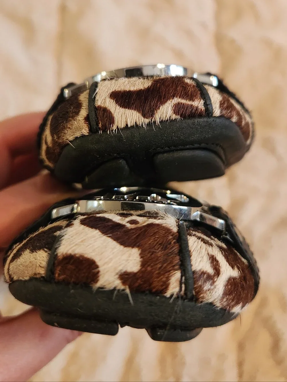 MICHAEL KORS Leopard Ballet Flats Shoes Calf Hair GUC Size 5.5M Animal Print